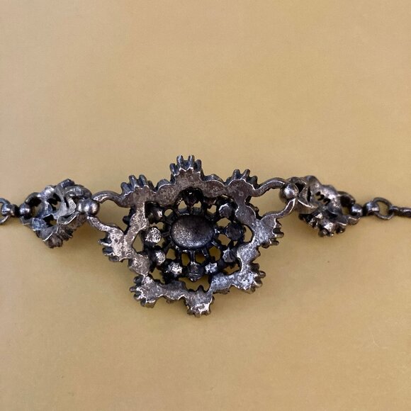 Vintage Coro choker necklace with faux opal + pink and green rhinestones - Picture 4 of 6